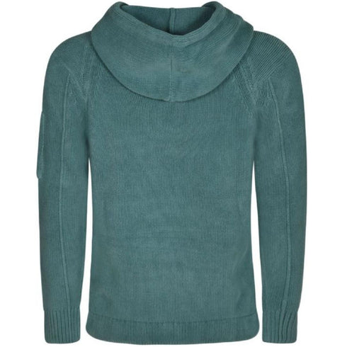 C P Company Chenille Shaded Spruce Cotton Pullover Hoodie 13CMKN015A 005558G 861